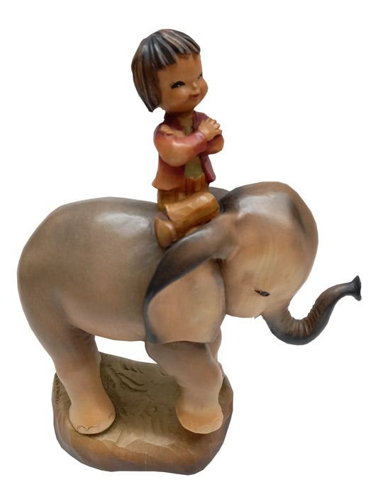 Holzfigur High Riding 8 - Elefant mit Kind