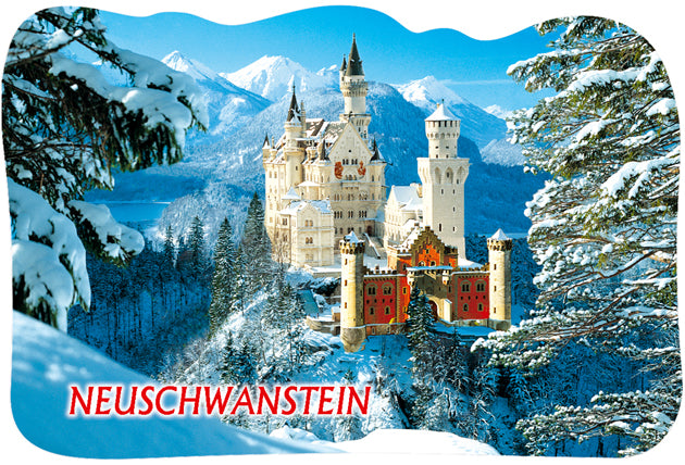 Magnet mit Motiv Schloss Neuschwanstein im Winter 3D zauberhafte Winterlandschaft