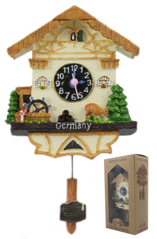 Magnet Kuckucksuhr mit echter Uhr und Pendelbewegung – Souvenir Germany