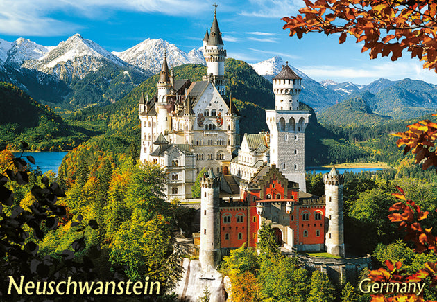 Magnet Schloss Neuschwanstein Herbst – Buntes Souvenir mit Berg- und Seeblick