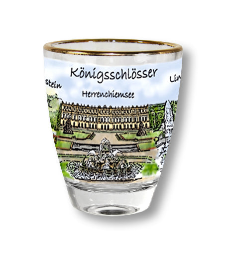 Stamper Königsschlösser mit Goldrand - 2 cl für Feste & Anlässe | Allgäu Shopping