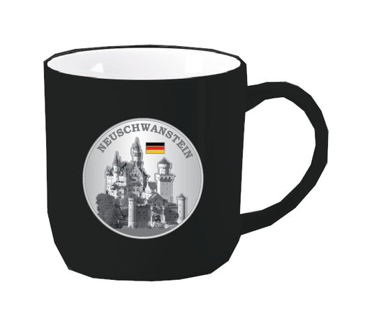 Tasse Schwarz mit Metalleinsatz Schloss Neuschwanstein