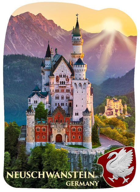 Magnet Schloss Neuschwanstein & Schloss Hohenschwangau mit Schwan – Souvenir aus Germany online kaufen