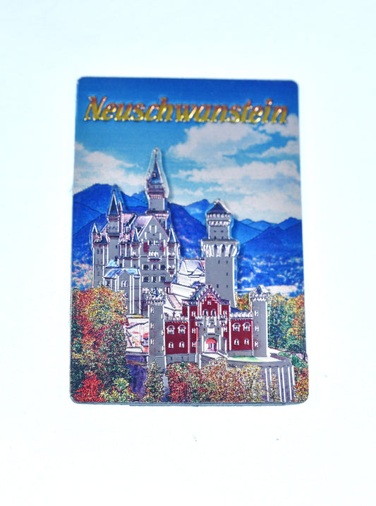 Magnet Metall Schloss Neuschwanstein Schriftzug Gelb