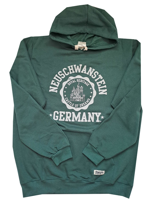 Hoodie Verde Schloss Neuschwanstein with Kangaroo Pocket