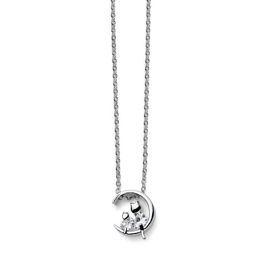 Oliver Weber Necklace TwoCats Silber - Zwei Katzen im Halbmond-Design | Jetzt im Onlineshop