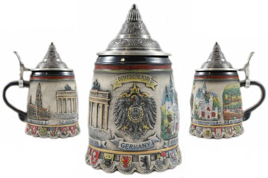 Bierkrug Schoppenstecher Rustikal 700ml mit Deckel Deutschland und Schloss Neuschwanstein