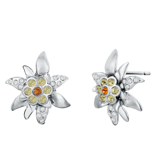 CRYSTALP Edelweiss Ohrstecker Flowers – Elegante Blumen-Ohrstecker