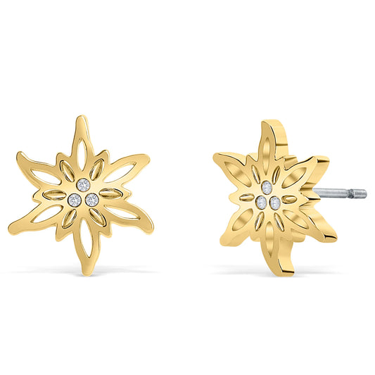 CRYSTALP Simone Mini Edelweiss Ohrringe – Elegante Ohrringe in Goldfarbe mit Edelweiß-Motiv aus dem Allgäu