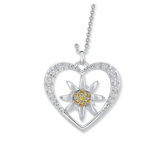 CRYSTALP Halskette Edelweiss Mini Heart – Eleganz & Alpenflair in Kristall