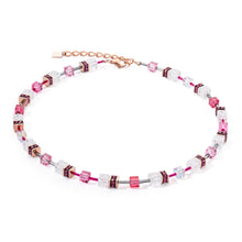 Lade das Bild in den Galerie-Viewer, COEUR DE LION Elegante Halskette in Pink mit Bergkristall und Swarovski Kristallen – Edelstahl Roségold
