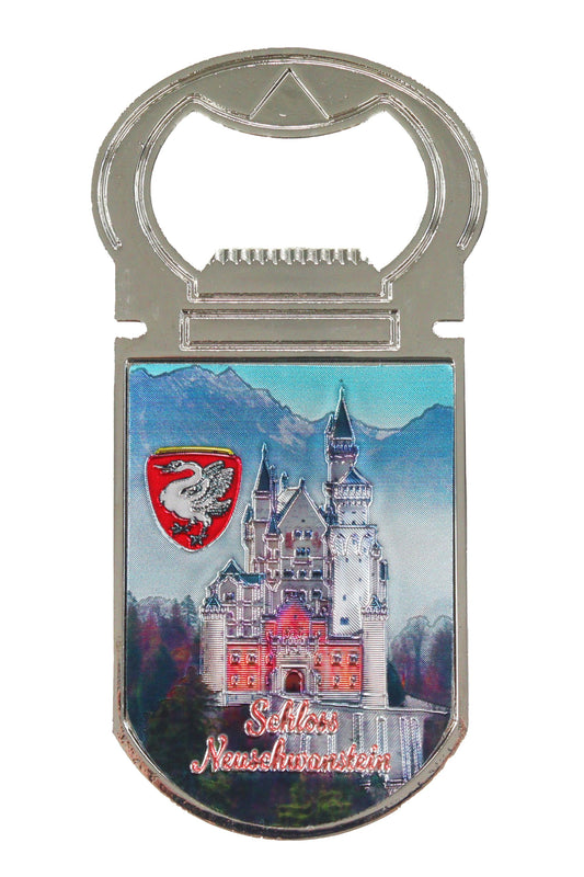 Bottle Opener - Flaschenöffner und Magnet 2 in 1 mit Motiven Schloss Neuschwanstein und Schwan