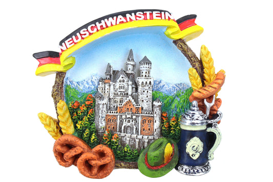 Magnet Schloss Neuschwanstein Flagge Brezel Krug