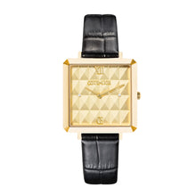 Lade das Bild in den Galerie-Viewer, COEUR DE LION Armbanduhr Iconic Cube Spikes Gold Armband Leder Schwarz
