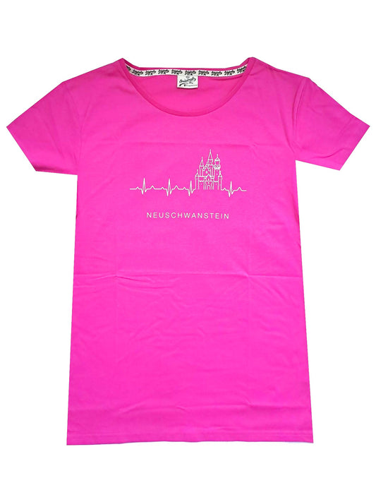 T-Shirt Elektro Fucsia mit Motiv Schloss Neuschwanstein