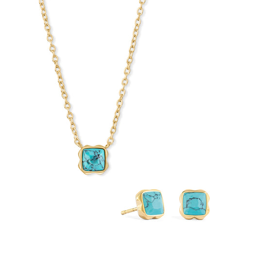 Coeur de Lion Turquoise (December) Birthstone-Schmuckset – Halskette & Ohrringe