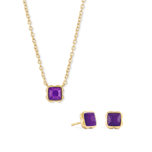 Coeur de Lion Sugilite (February) Birthstone-Schmuckset – Halskette & Ohrringe