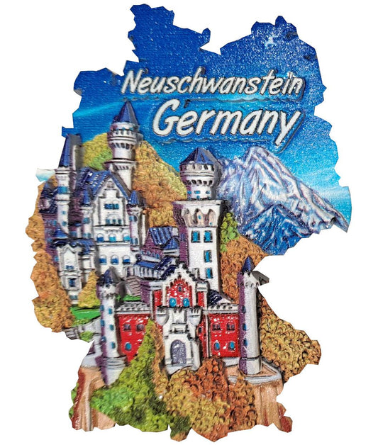 Magnet Schloss Neuschwanstein auf Deutschland-Landkarte – Einzigartiges Souvenir