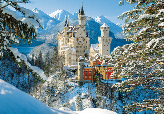 Souvenir Magnet mit Schloss Neuschwanstein Motiv – Winterliches Design mit Schnee