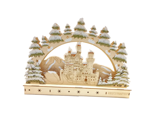 Lichterbogen Mittel Schloss Neuschwanstein - Holzschnitte Weihnachtsbeleuchtung & Deko