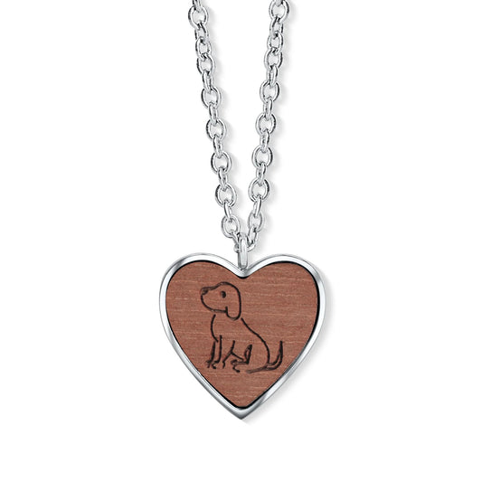 Crystalp Wooden Dog Heart Necklace